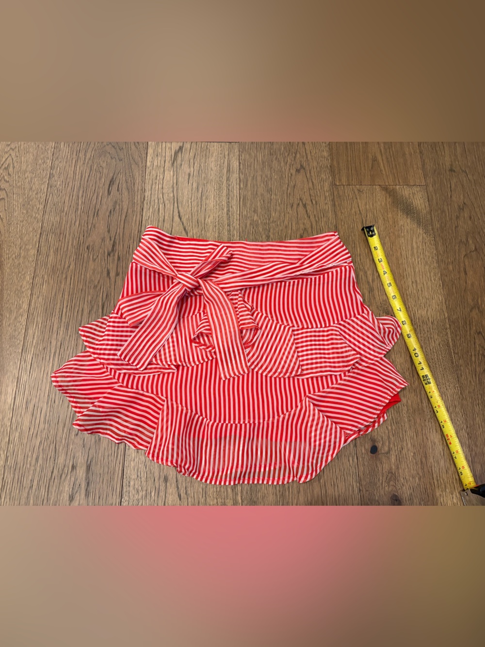 RED AND WHITE STRIPED SKIRT
